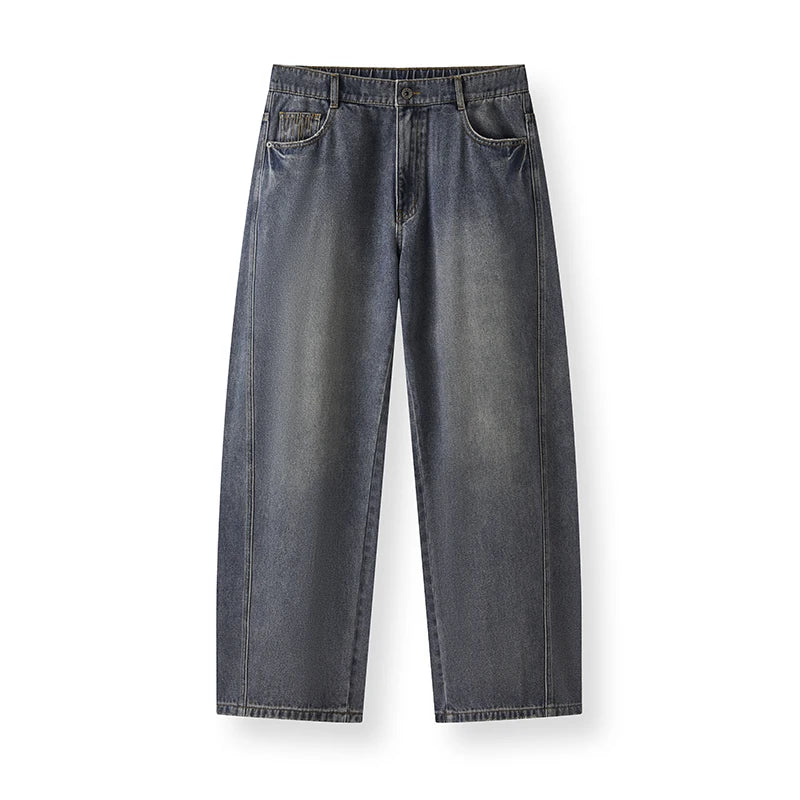 Semir Men Jeans Loose Curved Barrel Leg Retro Washed Street Casual Style Autumn Denim Pants Urban Daily Wear 2026