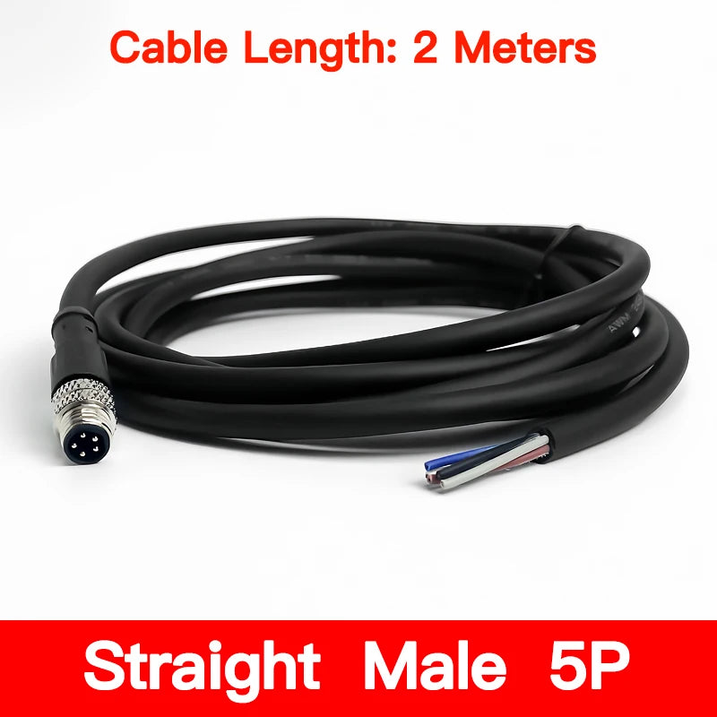 2Meters Waterproof M8 Sensor Connector, Male & Female 3/4/5/6/8 Pin, Integrated Injection Molding Industrial Cable Plug