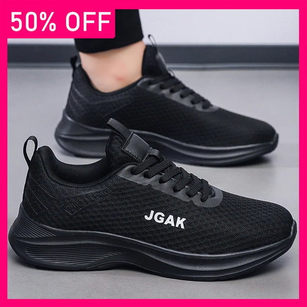Men Sports Shoes Fashionable Lace Up Mesh Light Breathable Daily Commuting Casual Shoes Soft Sole Rebound Running Tennis Shoes