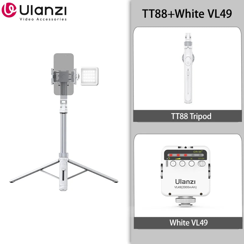 ជើងកាមេរ៉ា Ulanzi TT88 1.44M Overhead Selfie Stick Phone Tripod ជាមួយ Magnetic Clamp ជើងកាមេរ៉ាបន្ថែមឥតខ្សែសម្រាប់ការផ្សាយផ្ទាល់ Vlog
