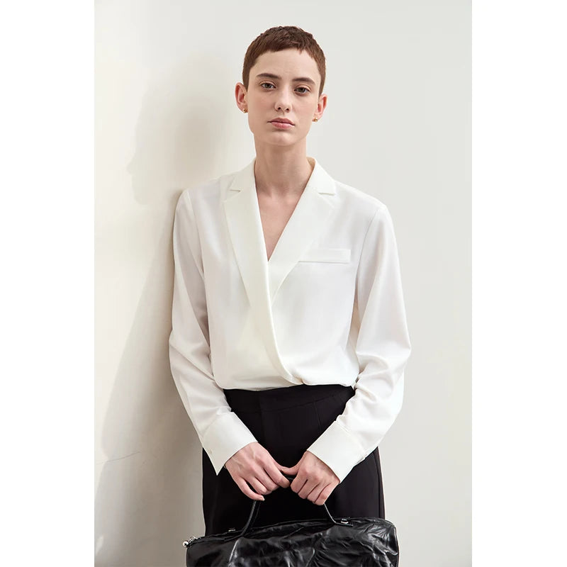 អាវ Amii Minimalism រដូវស្លឹកឈើជ្រុះថ្មីឆ្នាំ ២០២៦ សម្រាប់ស្ត្រីដៃវែងធ្វើការ Blazer កអាវរលុងអាវ Chiffon បារាំង Niche Top 12443087