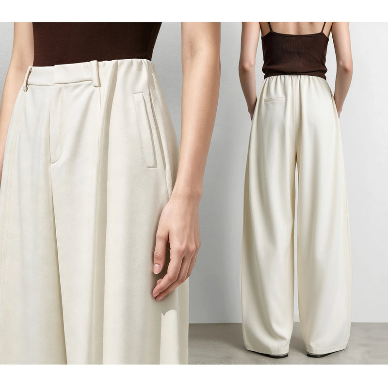 Amii Women's Wide Leg Pants Cotton Casual Loose Fit Minimalist Long Trousers 2026 Autumn Straight Pants Woman Clothing 12643015