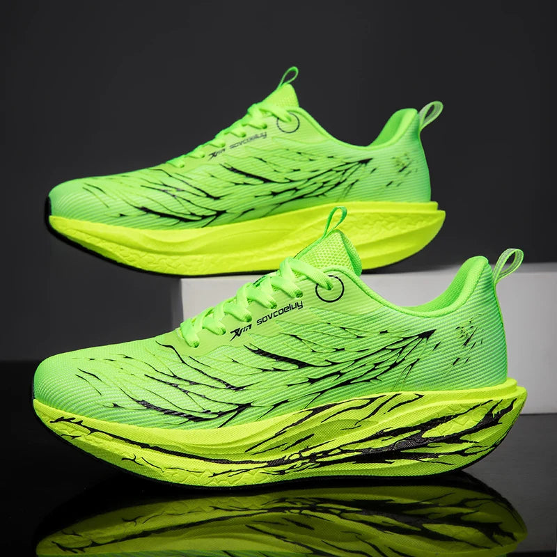 Mens Running Shoes Couples Breathable Mesh Lace-up Thick Sole Flat Comfortable Outdoor Casual Sneakers Trendy Tennis Shoes Man