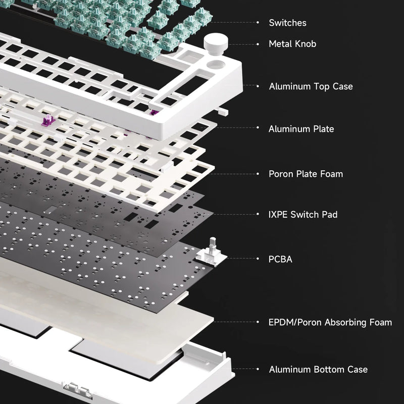 Akko Monsgeek M1 V5 HE White Barebone Kit with Astroaim Magnetic Switch 75% ANSI RT0.005mm 8K Aluminum CNC Gaming Keyboard Kit