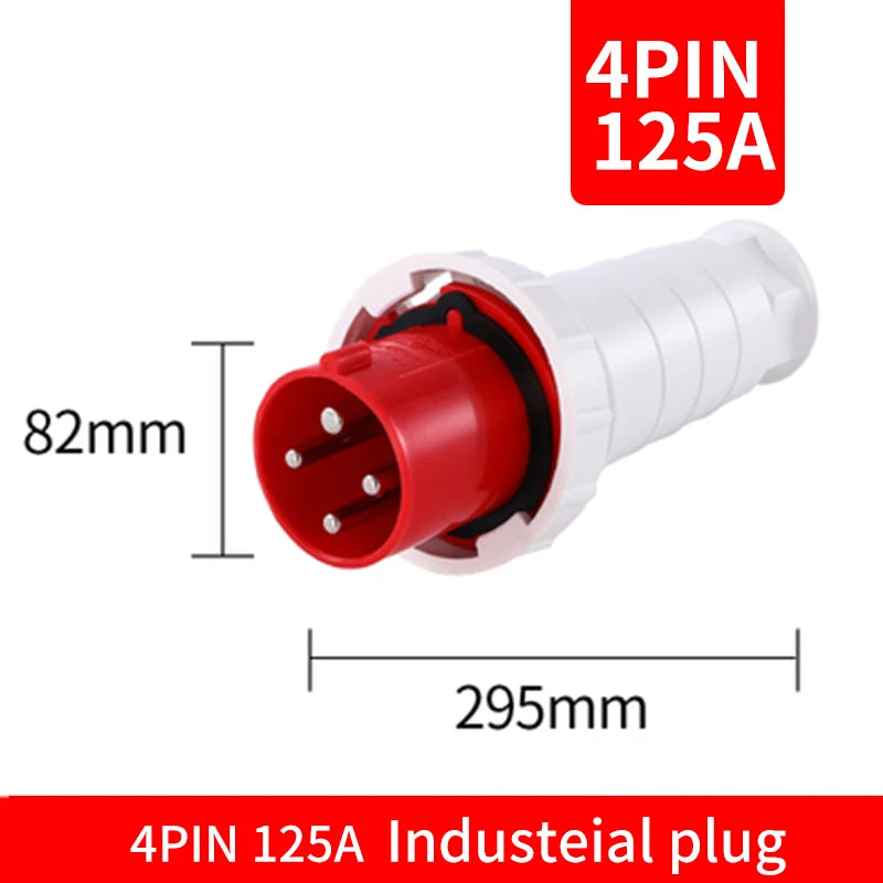 Waterproof Industrial Plug3 Pole 4 Pole 5 Pin dustproof socket IP67 Male and Female 63a 125a Mounted industrial socket 380V 415V