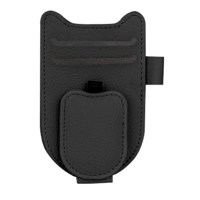 SEAMETAL PU Car Sunglasses Holder Multifunction Magnetic Auto Sun Visor Glasses Clip Ticket Card Organizer for Car Accessories