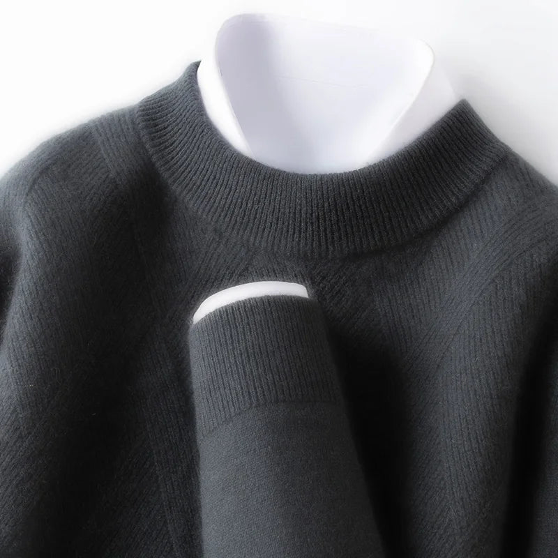 100% Wool Old Money Style Sweater,  Autumn-Winter Thermal Vintage Christmas Red Knit Sweater Crew Neck Pullover