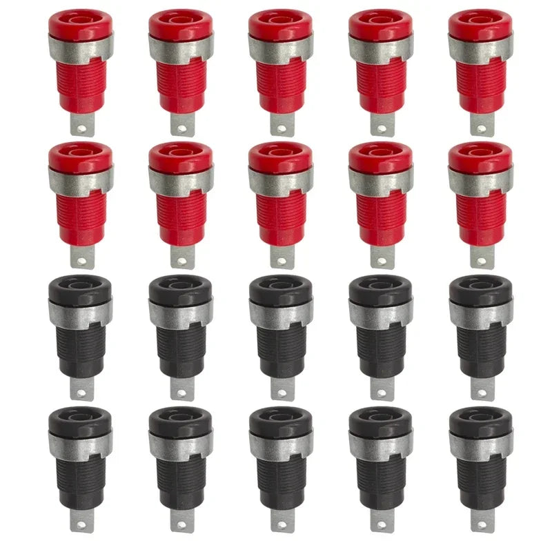 20PCS Insulated Safety 32A 4mm Banana Socket Terminal 5 Colors Female Jack Panel Mount Socket Binding Post Wire Connector