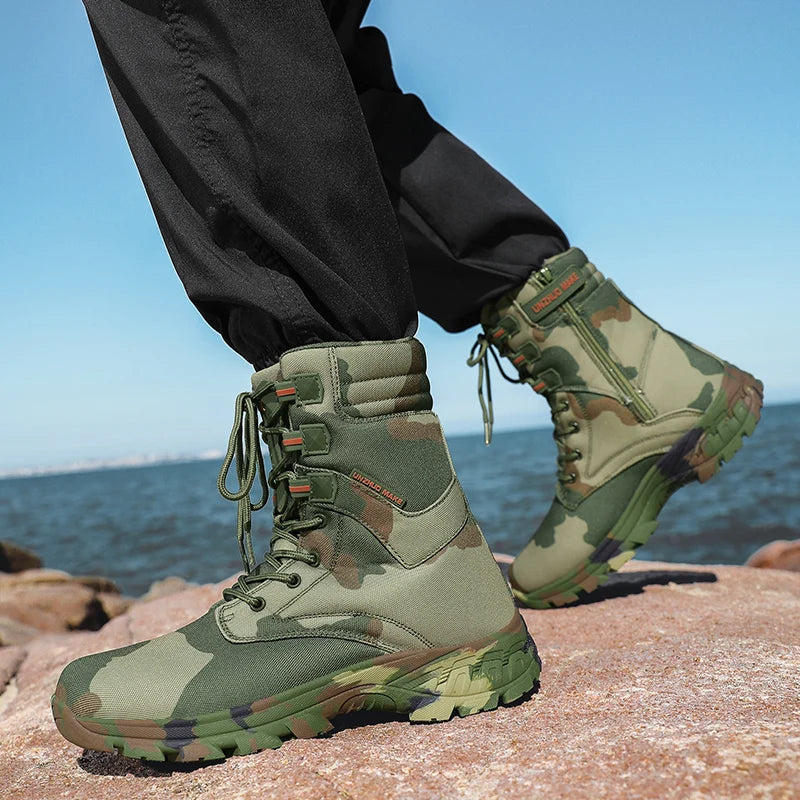 Men's high-top jungle battlefield training boots four seasons new breathable non-slip light outdoor hiking tactical combat boots