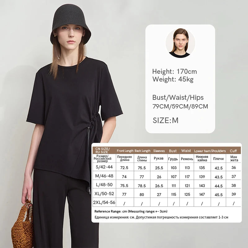 អាវយឺតរដូវក្តៅ AMII Minimalist សម្រាប់ស្ត្រីឆ្នាំ ២០២៥ កមូលដៃខ្លីរលុងអាវស្ត្រីម៉ូដថ្មីការិយាល័យ 12522042