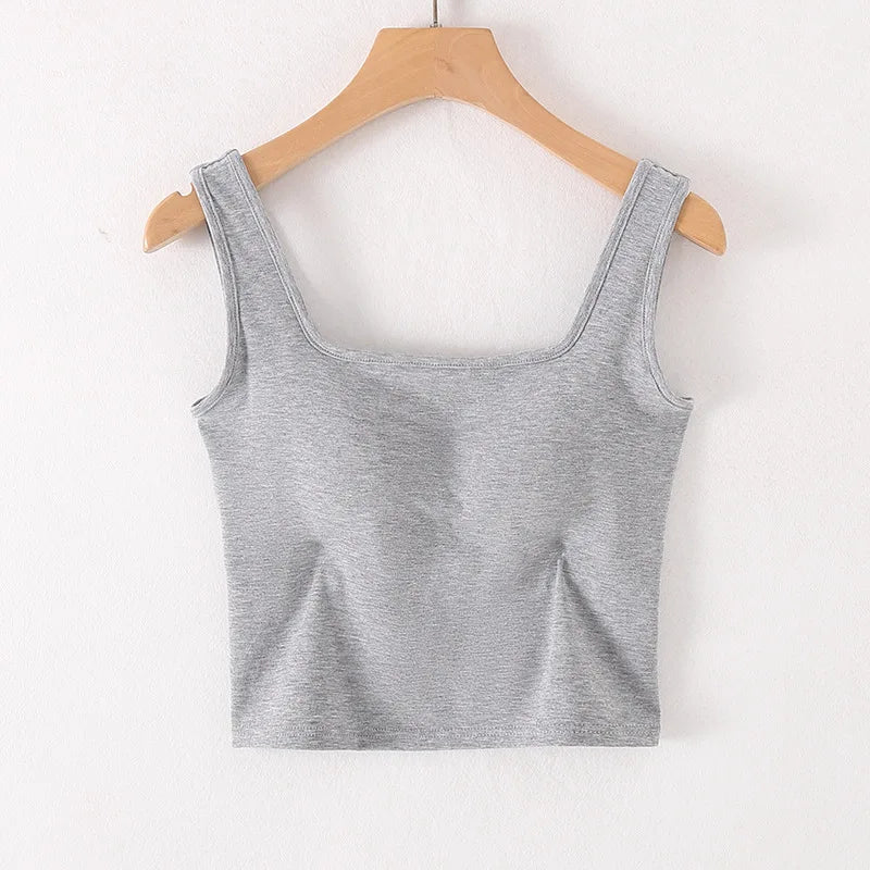 Square Neck Beautiful Back Sling Small Vest Chest Pad Underwear Women's One Piece Pajamas Top Modal Cotton Sleepwear Shirt