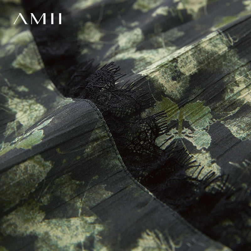 Amii Minimalism Vacation Casual Dress 2026 Summer New Women Sling Floral Slim Waist Vintage Crinkle Chiffon Dresses 12542080