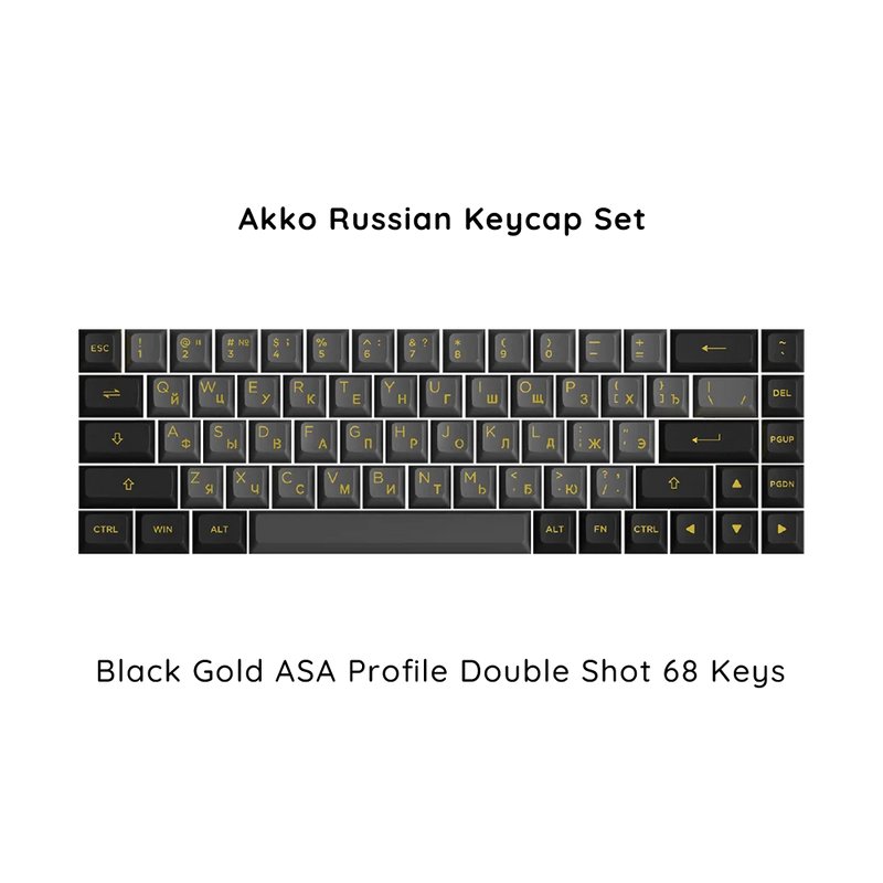 Akko Russian Keycap Set ASA/OEM/Cherry Profile 61 68 84 88 108 Keys Canned PBT Double Shot Mechanical Keyboard Cyrillic Keycaps