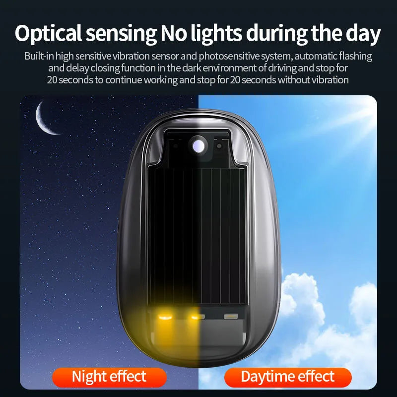 1-4Pcs Solar Powered Car Running Warning Lamp RGB Remote Roof Dome Decor Light No Punch Signal Lamp for Car Truck SUV Motorcycle