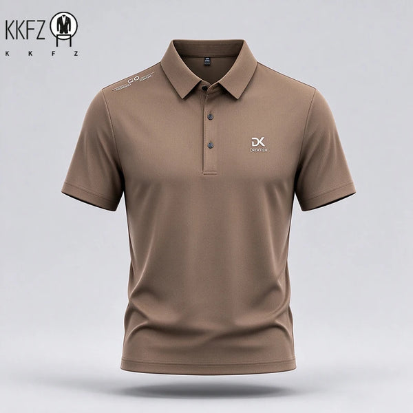 Summer Mens Lapel Embroidered Polo T Shirt Short Sleeve Comfortable Wrinkle Free Top For Business Daily Outfit