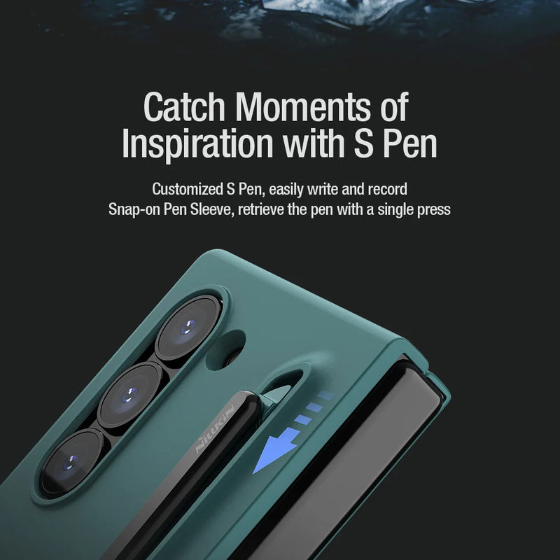 Nillkin For Samsung Galaxy Z Fold 6 5G Folding Case With S-Pen Stylus Liquid Silicone Cover Anti Fingerprints For Z Fold 6 Cases