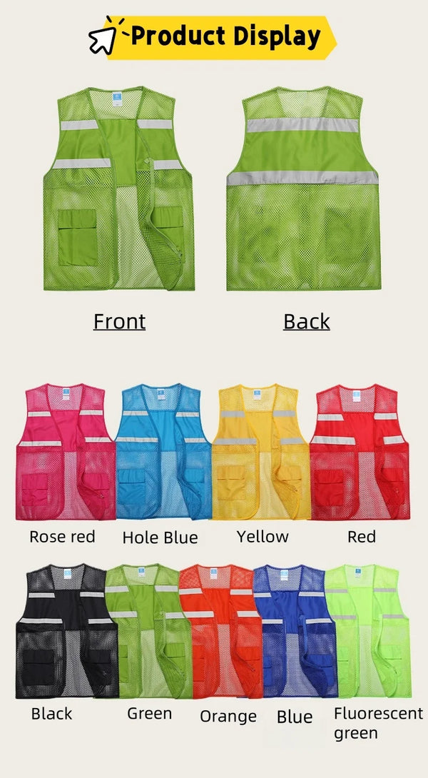 Customized Breathable Mesh Vest with Logo Printing Volunteer Activity Mesh Advertising Shirt Company Work Uniform Safe at Night