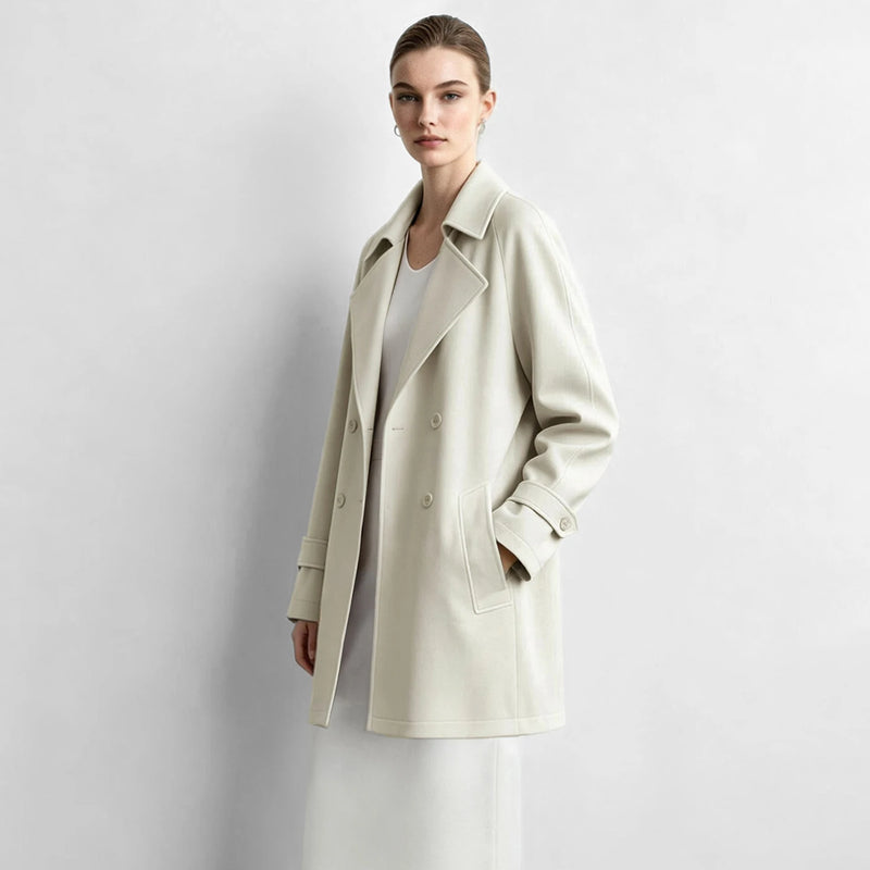 Amii 2026 Autumn New Commuter Lapel Collar Raglan Sleeve Double Breasted Mid Length Loose Women Trench Coat Outerwear 12623128