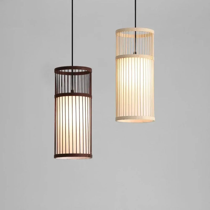 JOYINLED Japanese Style Dia.18 Bamboo Modern Handmade Pendant Art Ceiling Light Bamboo Light Chandelier Lamp Bedroom Dining Room