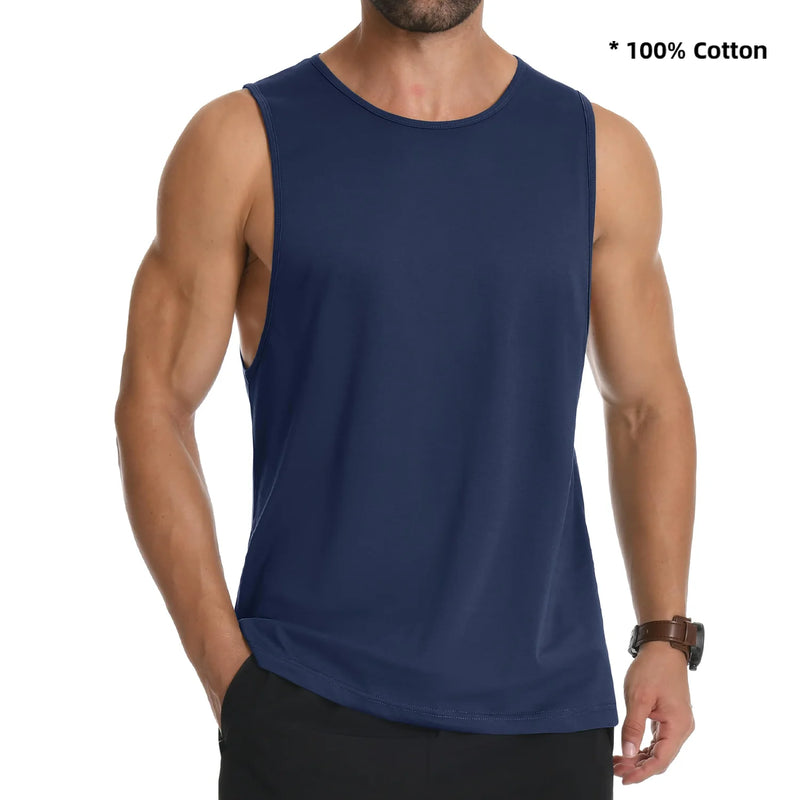TACVASEN Cotton Fitness Wide-Armhole Muscle TANK TOPS Sleeveless T-shirts Mens Gym Workout Trainning Vests Casual Tee Shirt Tops