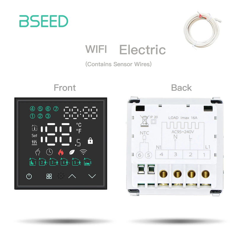BSEED M1 WIFI Thermostat Room Temperature Controller Electric Floor Smart Water Heating Boiler DIY Parts Wall Socket Glass Frame