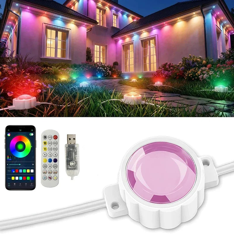 បន្ទះ LED ពណ៌សុបិន Rgb LED Strip បញ្ជាពីចម្ងាយដោយប៊្លូធូស APP ឆ្លាតវៃ RGB Ealight ចង្កៀង DIY ធ្វើសមកាលកម្មតន្ត្រី កម្មវិធីកំណត់ពេលវេលា ការពារទឹកជ្រាប ការតុបតែងថ្ងៃឈប់សម្រាក