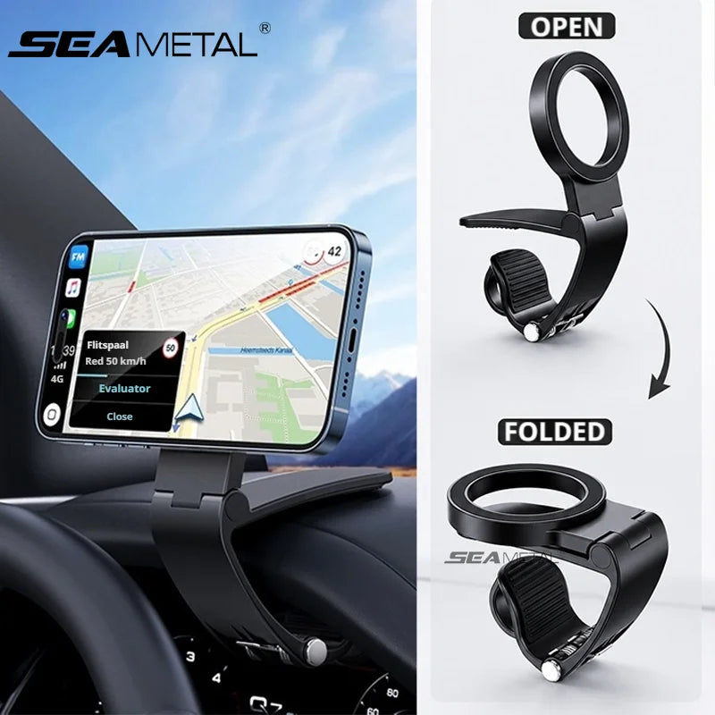 SEAMETAL Magnetic Foldable Phone Stand 360 Rotatable Universal Car Dashboard Phone Holder GPS Stand in Car for Car Accessories