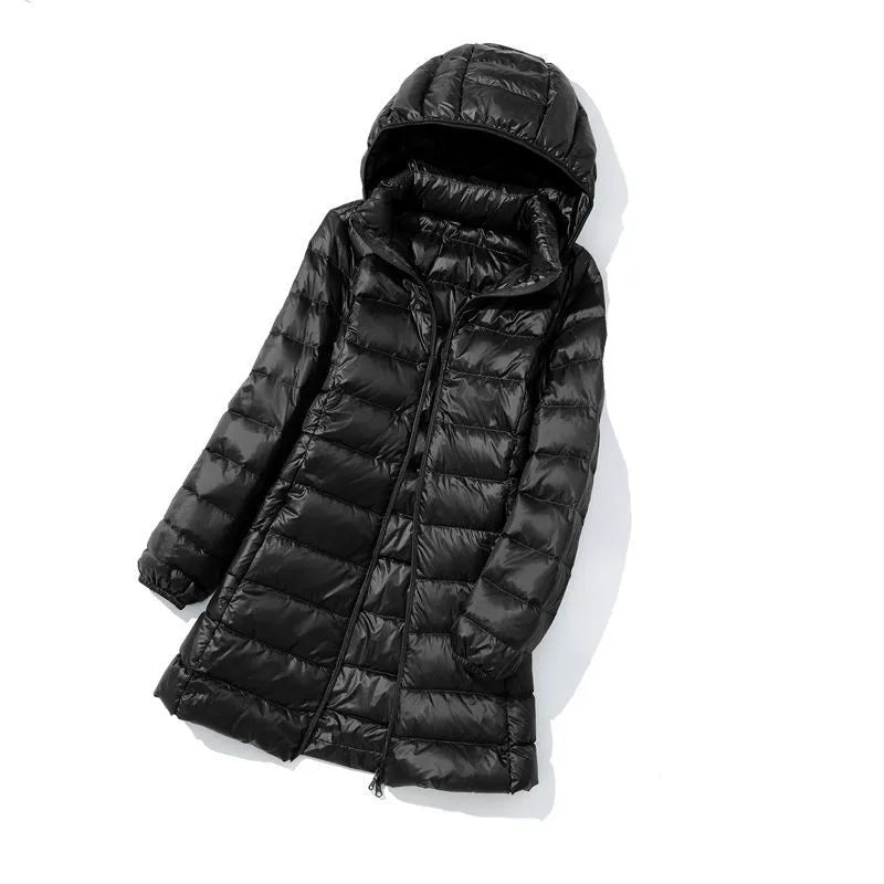 2026 New Waterproof Overcoat Women's Removable Cap Long-sleeved Parkas Winter Warm Jacket Female Red Blue Light/Thin Coats