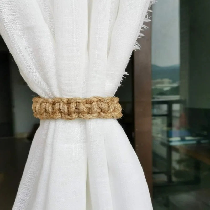 Hand-Woven Hemp Rope Curtain Tether,Hemp Rope Bracket  - Decorative Storage Bracket for Bedroom Home Decoration Accessories