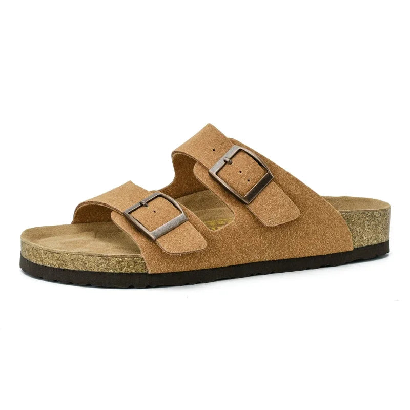 Plus Size 49 50 51 Men Women Cork Footbed Slide Sandals Double Adjustable Two Straps Buckle Flat Casual Summer Slip on Sandals