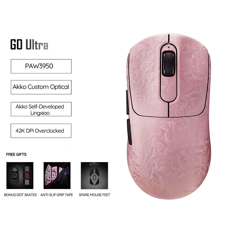 Akko GO Wireless Gaming Mouse Carbon Fiber PAW3955/3950/3315 Sensor 55g Lightweight Dual 8K Polling Rate 65000DPI Esports Mice