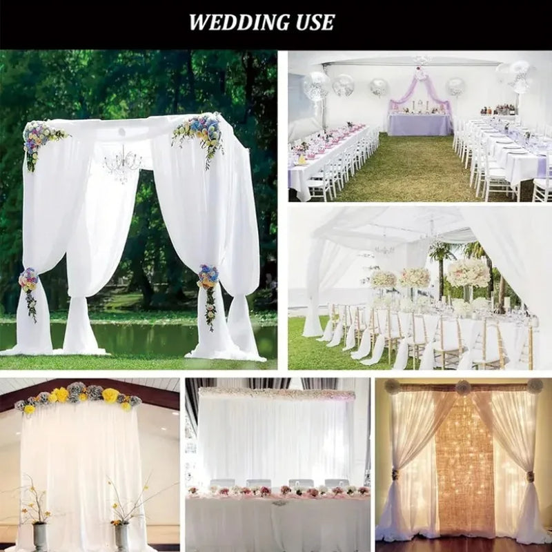 160x300cm Chiffon Backdrop Curtain for Wedding Party Decor Slight Glimmer Sheer Baby Shower Photography Backgrounds