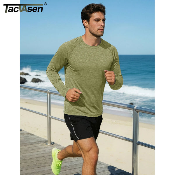 TACVASEN Men's Spring UPF 50+ Fishing T-Shirt Long Sleeve Quick Dry Breathable Outdoor Athletic Tee for Hiking Running Workout