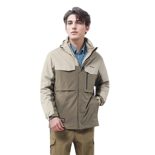 HUMTTO Outdoor Down Windbreaker Coats Warm Camping Hiking Jackets Autumn Winter Men's Jacket Waterproof Sports Hunting Jacket