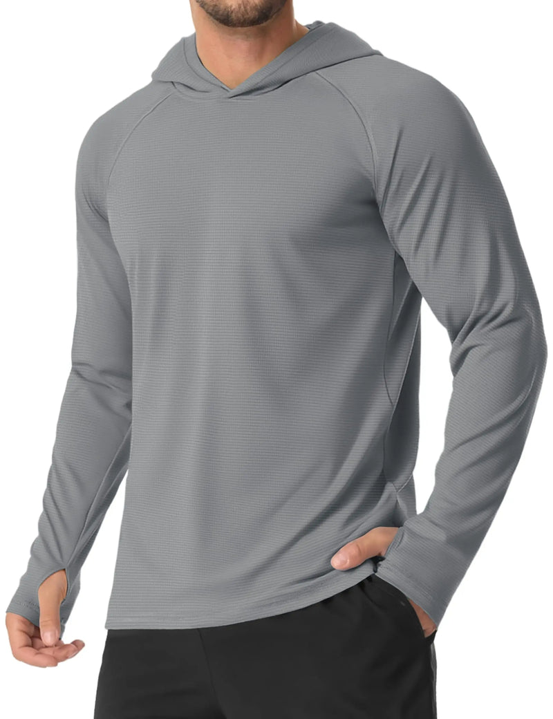TACVASEN Lightweight Sun Protection Shirts Hoodie Mens UPF 50+ UV-Proof Fishing Travel T-Shirts Breathable Micro-grid T shirts
