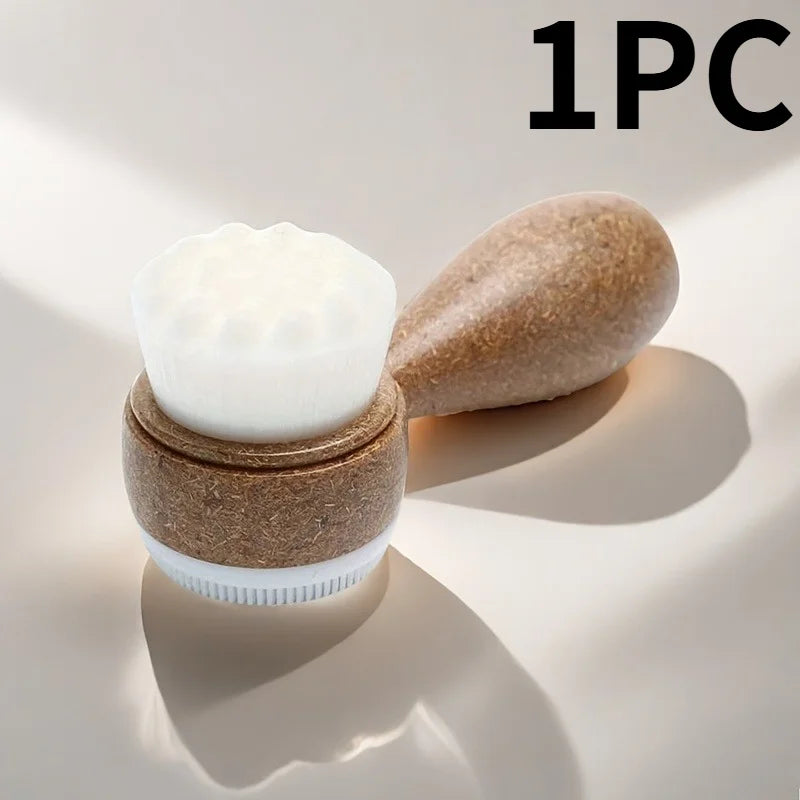 1pc Coconut Fiber Facial Brush,Double-Sided Exfoliating Manual Cleansing Brush, Soft Bristles for Deep Cleaning. facial brush