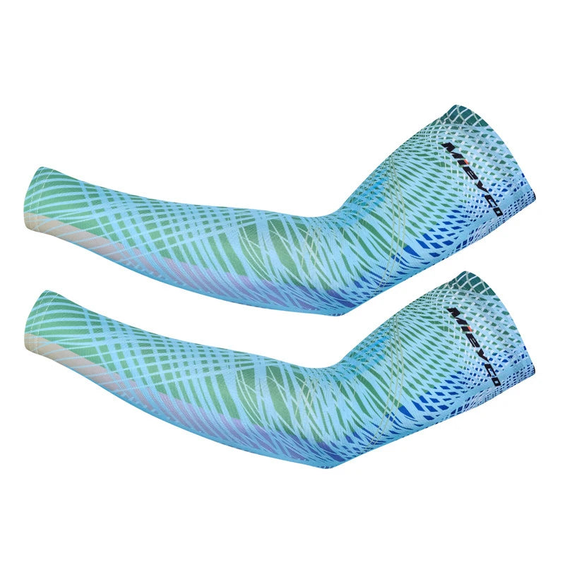 Men Cycling Arm Sleeves Sun Protection UV Proof Arm Covers Cuffs for Running Biking Driving Outdoor Sports