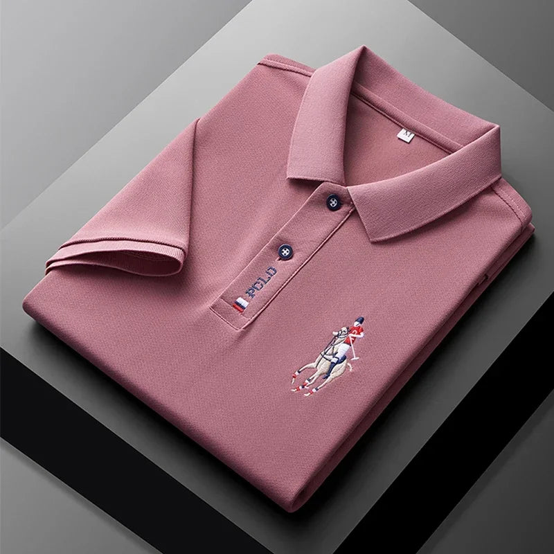 Men's Embroidered Casual Fashion Short Sleeved POLO Shirt Summer Comfortable Top