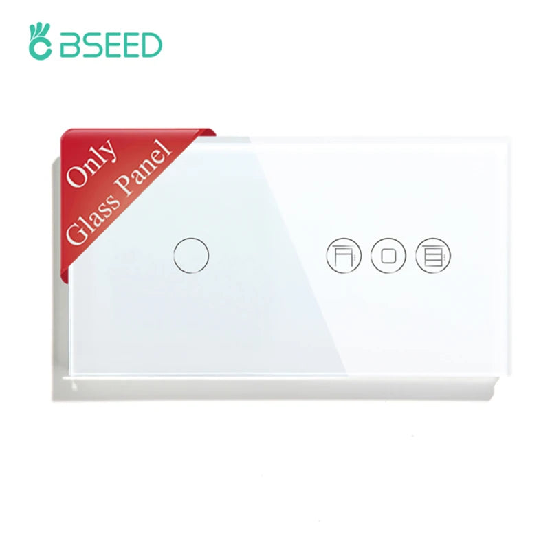 BSEED Crystal Switch Panel For Electric Smart Roller Shutter Blinds Glass Frame With Metal Base DIY Parts Only EU Standard 157mm