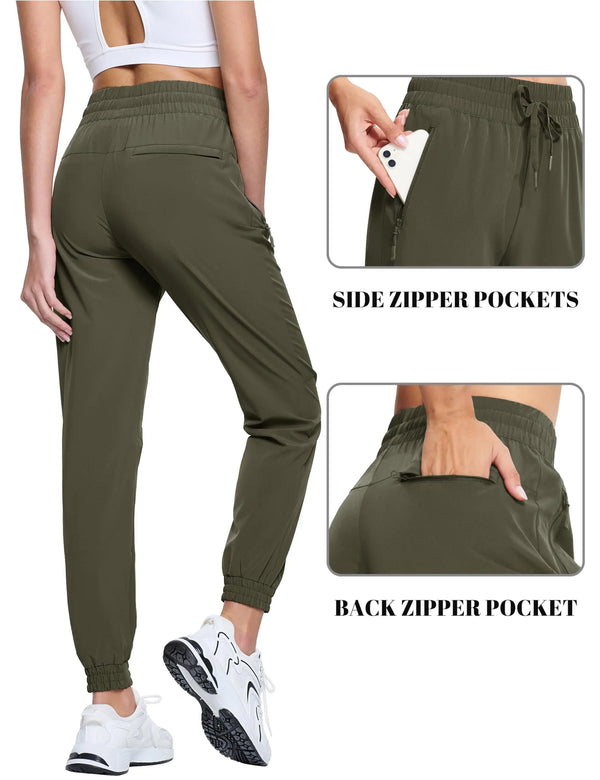 TACVASEN Women's  Waterproof Quick Dry Hiking Pants Lightweight Stretch Joggers With Pockets Outdoor Travel Summer Athletic Pant