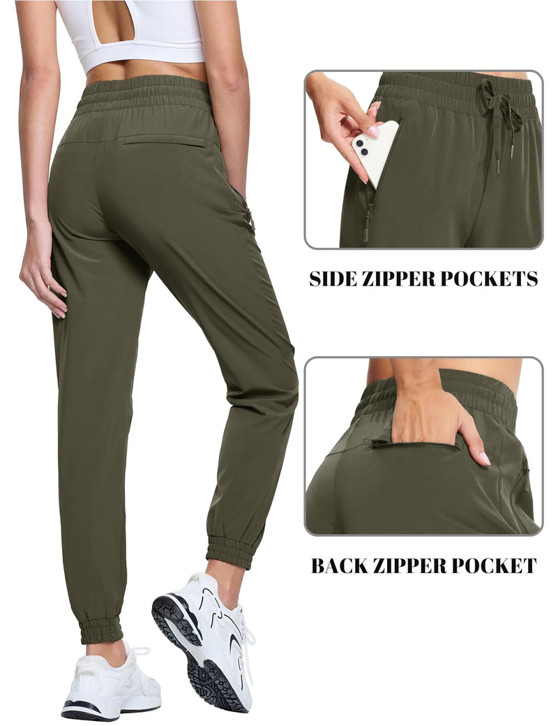 TACVASEN Women's  Waterproof Quick Dry Hiking Pants Lightweight Stretch Joggers With Pockets Outdoor Travel Summer Athletic Pant