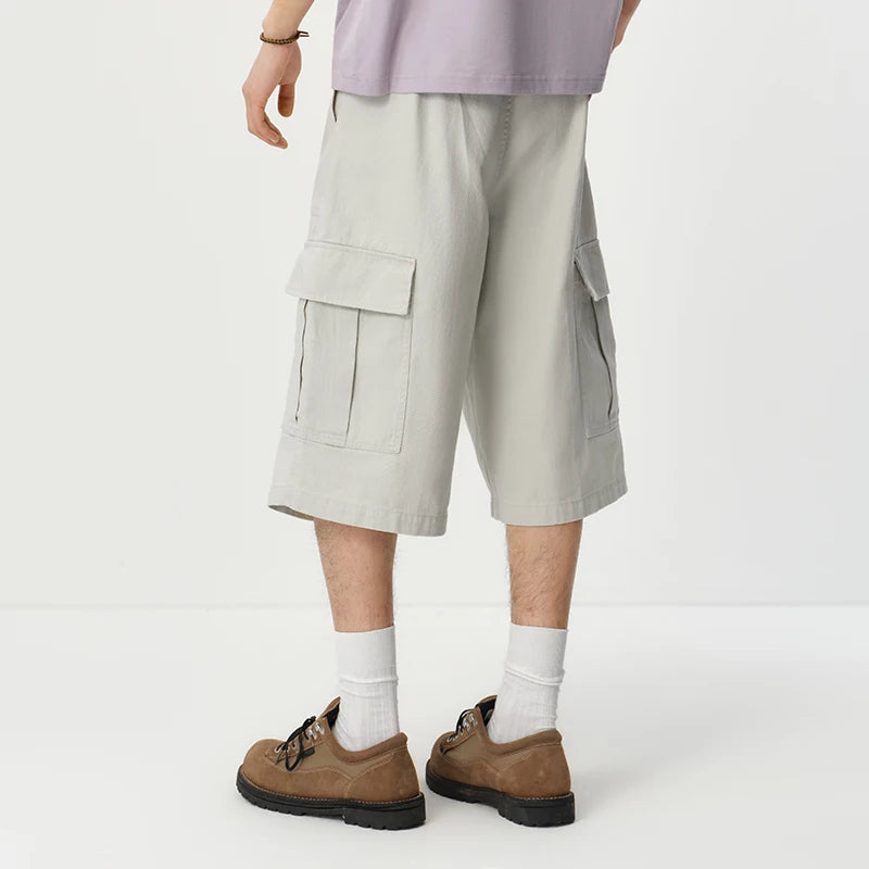 Semir Mens Shorts 2026 Pure Cotton Workwear Style Knee Length Loose Wide Leg Casual Versatile