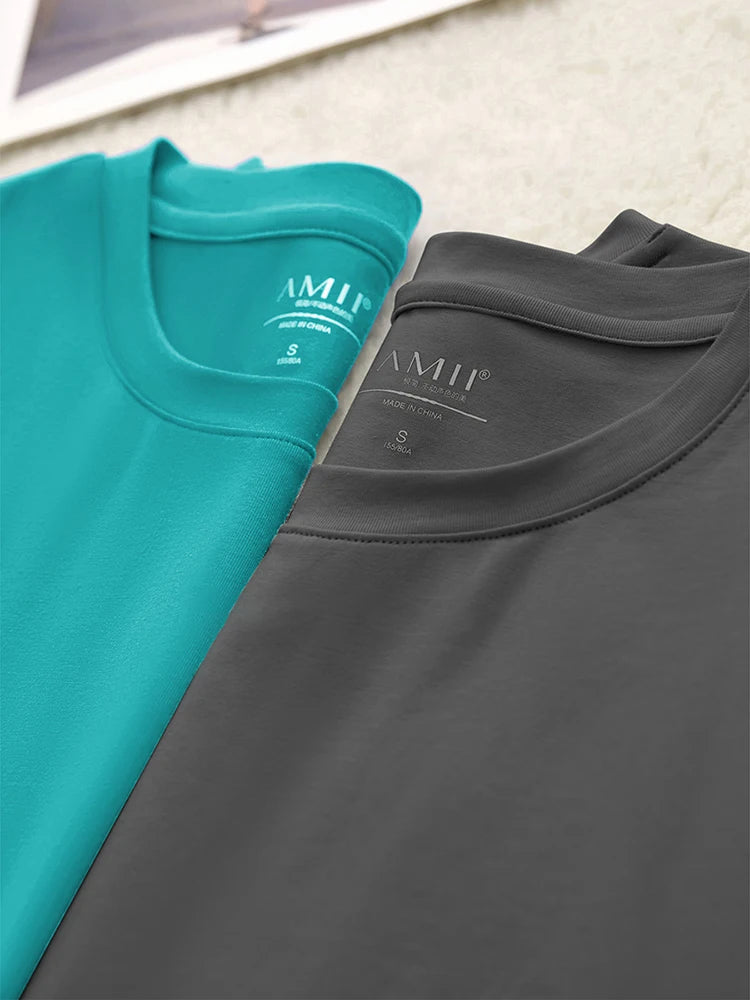 អាវយឺត Amii Minimalism សម្រាប់នារី រដូវក្តៅ ឆ្នាំ២០២៤ ថ្មី ធម្មតា ក ស្ដើង ដៃខ្លី ពណ៌ Dopamine សម្រាប់នារី 12442327