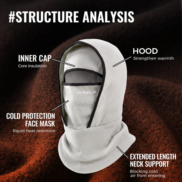 WRELS Ski Mask Fleece Balaclava Windproof Thermal Full Face Mask Motorcycle Cycling Outdoor Work Men Women Thick Warm Neck Cover