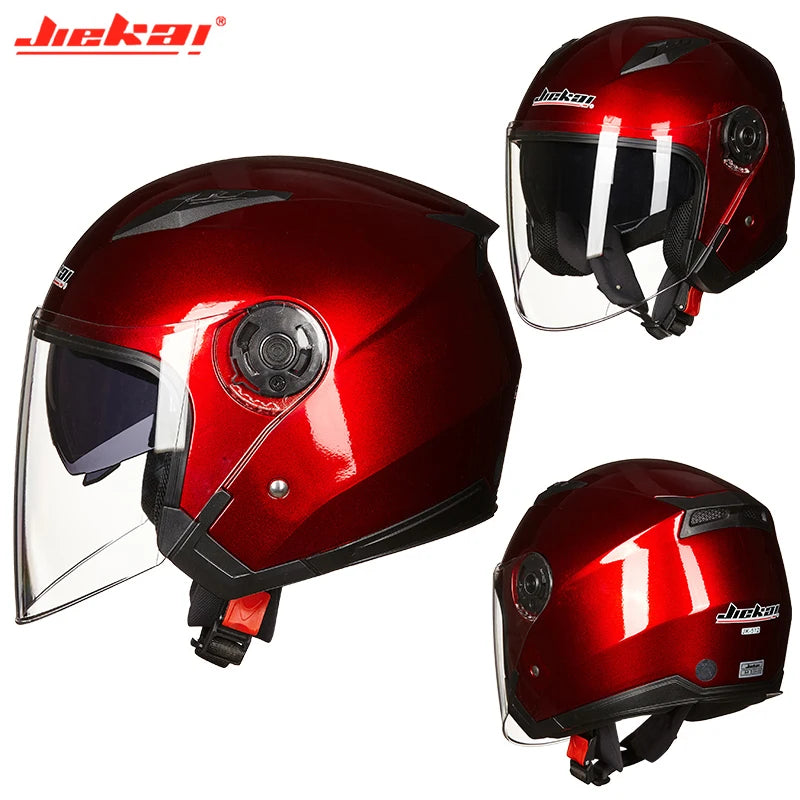 Men Motorcycle half Helmets Dual Lens Scooter Moto Helmet Casco village Riding capacete de moto motocross Helmets-JIEKAI