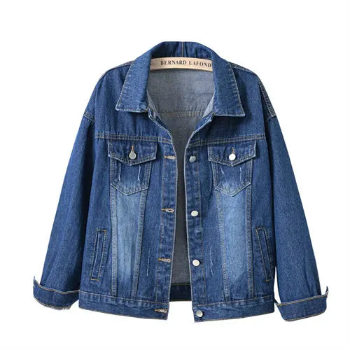2026 New Women's Blue Denim Jacket Single-breasted Lapel Coat Fashion Casual Tops Green Black Red Outerwear Female Overcoat