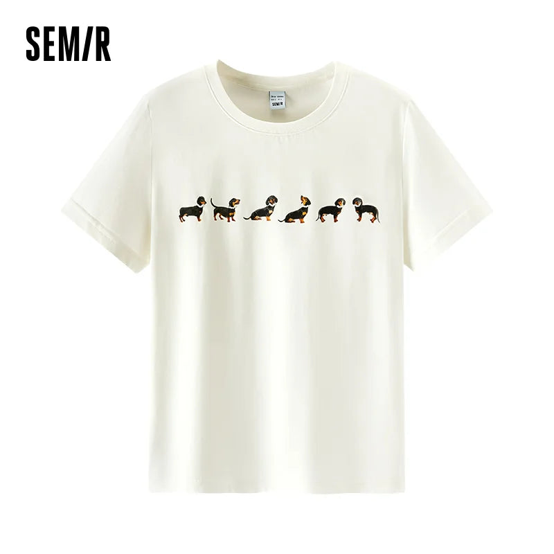Semir Womens Tshirt 2026 Dog Printed Pullover Cute Fashion Casual Style Soft Comfortable Daily Wear Tops