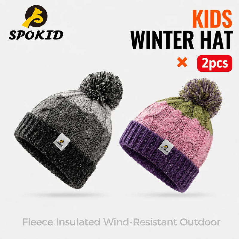 WRELS Merino Wool Knitted Hat Thick Warm Skull Cap Windproof Ear Protection Boys Girls Kids Winter Hiking Outdoor Skiing  Beanie