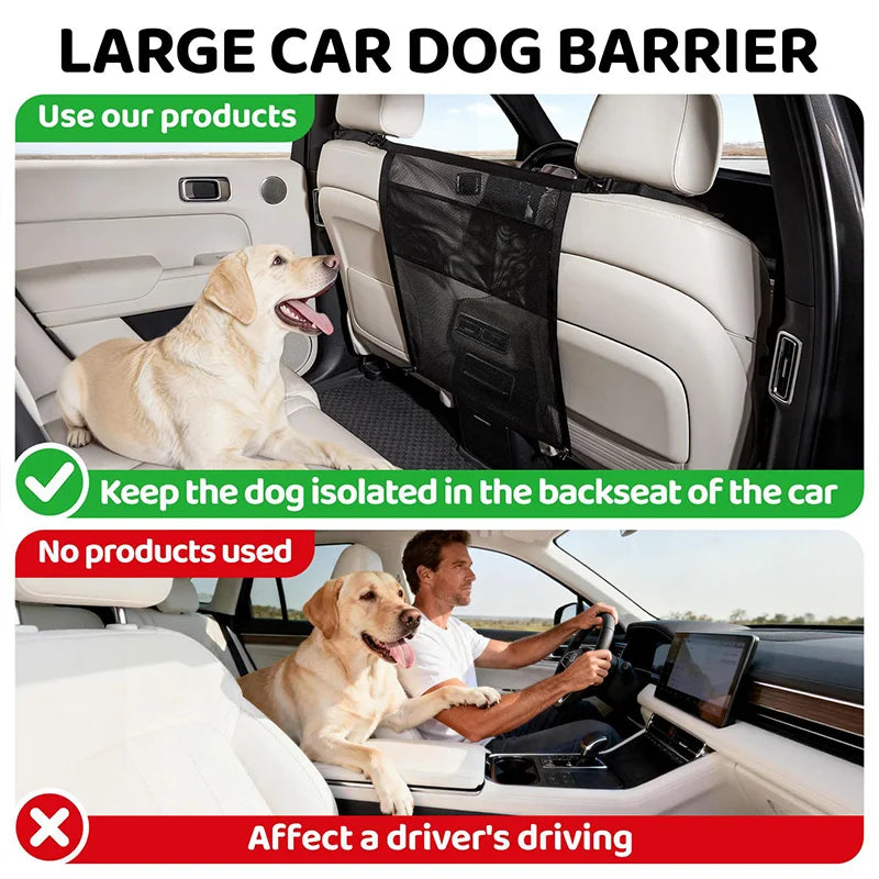 SEAMETAL Car Storage Net Bag Double Layer Pet Barrier Elastic Expandable Mesh Bag Car Divider for Dog Isolation Car Accessories