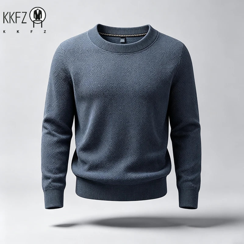 New Arrival Mens Crew Neck Knit Sweater Thick Soft Textured Knit Material Slim Cut Long Sleeve Autumn Winter Outer Tops